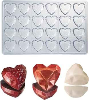 POLYCARBONATE CHOCOLATE MOLD - DOUBLE HEART-SHAPED