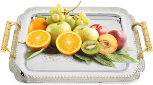 Oblong tray with handles