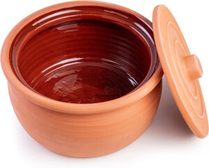 FULLY GLAZED NATURAL COLOUR TERRA-COTTA CASSEROLE 25 CM