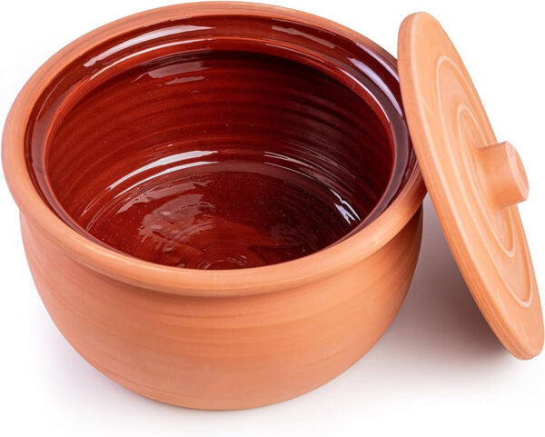 FULLY GLAZED NATURAL COLOUR TERRA-COTTA CASSEROLE 30 CM
