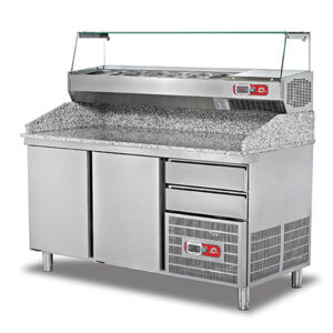 Elect Pizza Prep With Marble Top + Salad Unit 7GN 1/3GN