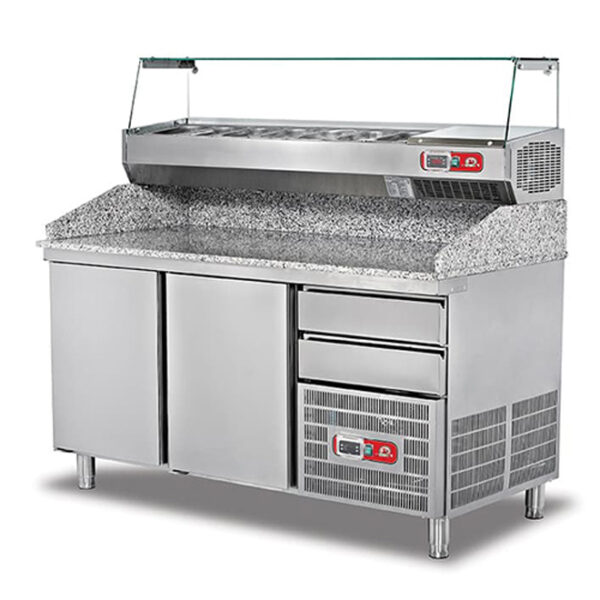 Elect Pizza Prep With Marble Top + Salad Unit 7GN 1/3GN