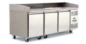 Elect 3 Door Pizza Prep. Chiller With Marble Top European Cooling system
