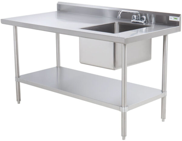S/Steel Left Single Bowl Sink With Bottom Shelf + 10cm BS AISI # 304