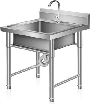 S/Steel Single Bowl Sink With Bottom Shelf + 10cm BS AISI # 304