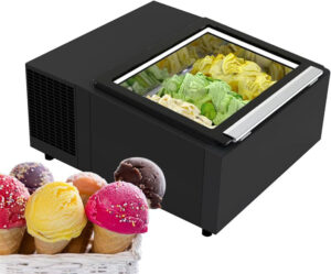 Elect Gelato Ice Cream Display Table Top 3 GN Over Glass Door