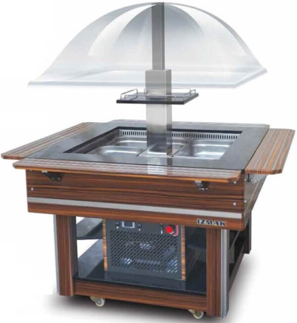 Cold Salad Bar Square Type 4GN 1/1 With Glass Hood - SBC40F